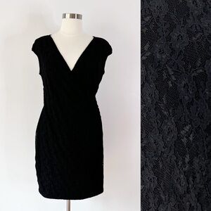 Chaps Black Lace Ruched Dress, Whimsigoth, Party, Sexy